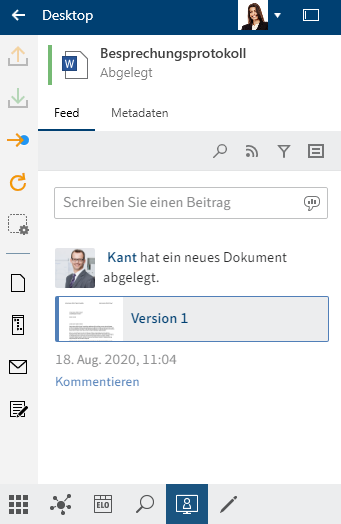 Funktionsbereich 'Desktop', mit ELO Anbindung