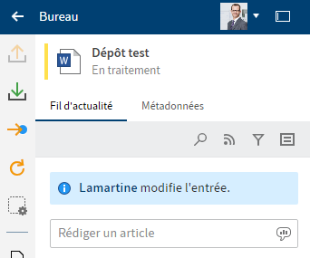Section 'Desktop'; statut 'En traitement'