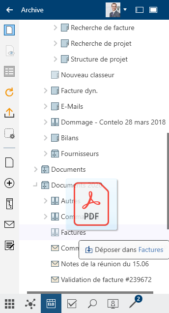 Déposer le fichier via glisser-déposer