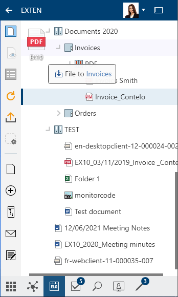 File document via drag-and-drop