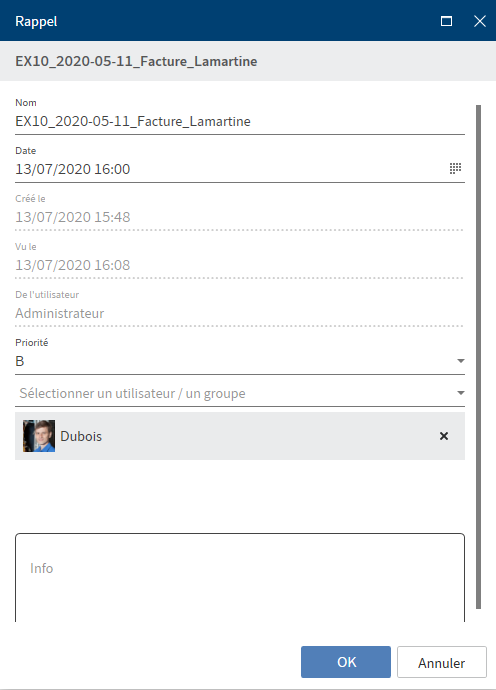 Dialogue 'Modifier le suivi'