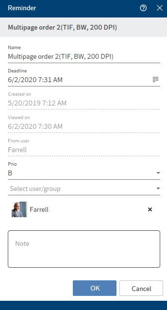 'Edit reminder' dialog box
