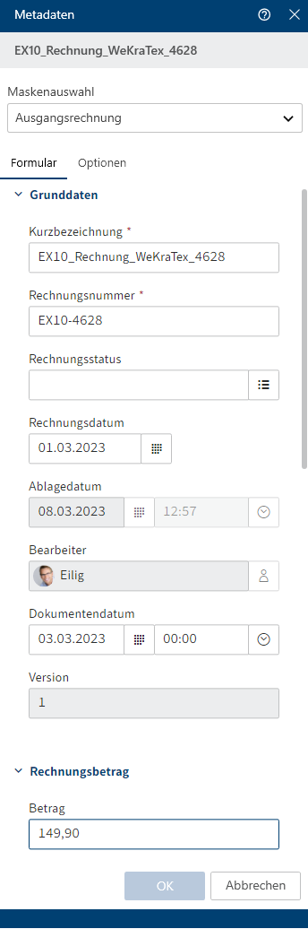 Neue Metadatenmaske der Gen. 2