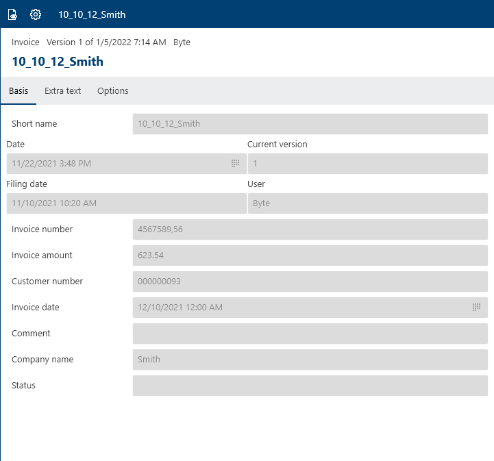 Preview for a Microsoft Office document; 'Metadata' view
