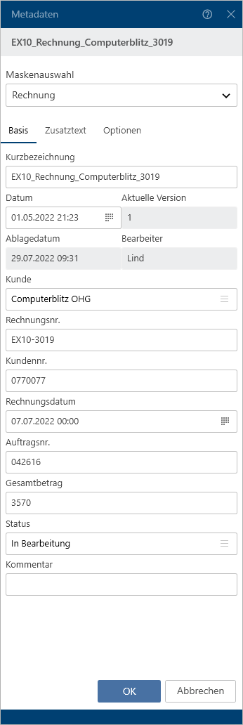 Metadatenmaske der Gen. 1