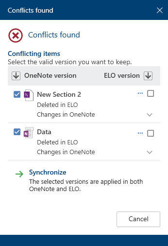 'Conflicts found' dialog box