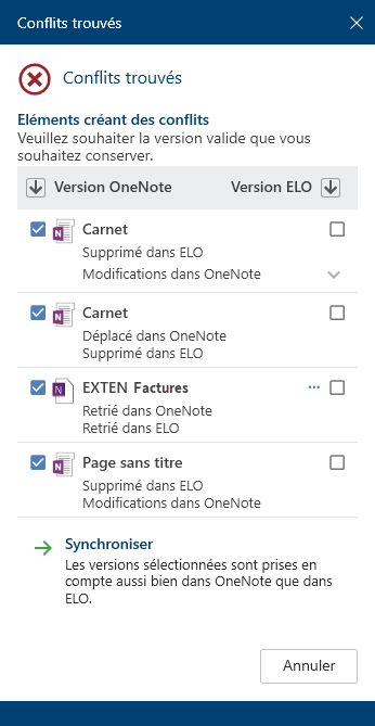 Dialogue 'Conflits trouvés'