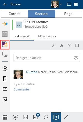 Fonction 'synchroniser l'élément OneNote'