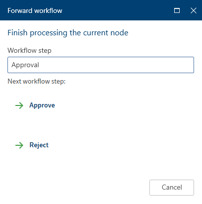 'Forward workflow' dialog box