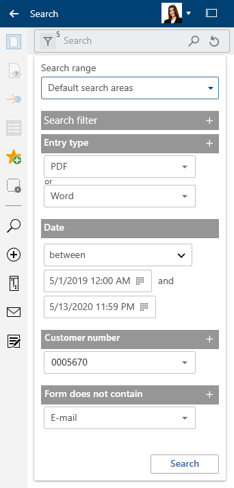 Negated 'Form' search filter