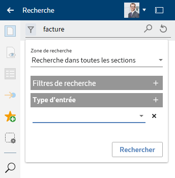 Filtre de recherche sélectionné