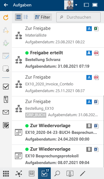 Funktionsbereich 'Aufgaben'