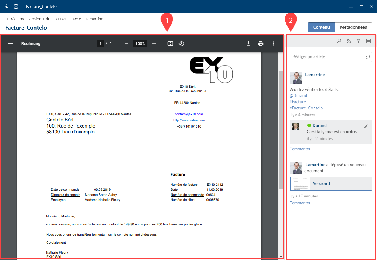 Section d'affichage 'Aperçu'