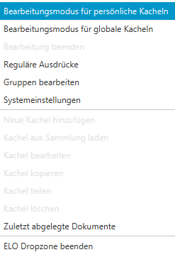 Kontextmenü der ELO Dropzone