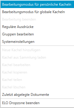 Kontextmenü der ELO Dropzone