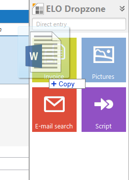 Dokument per Drag-and-drop auf Kachel ablegen