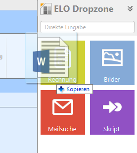 Dokument per Drag-and-drop auf Kachel ablegen