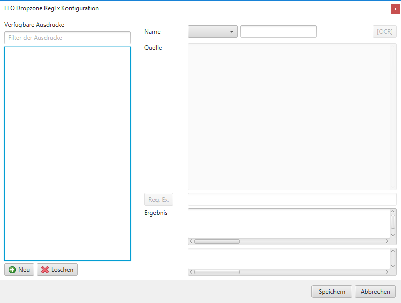 Dialog 'ELO Dropzone RegEx Konfiguration'