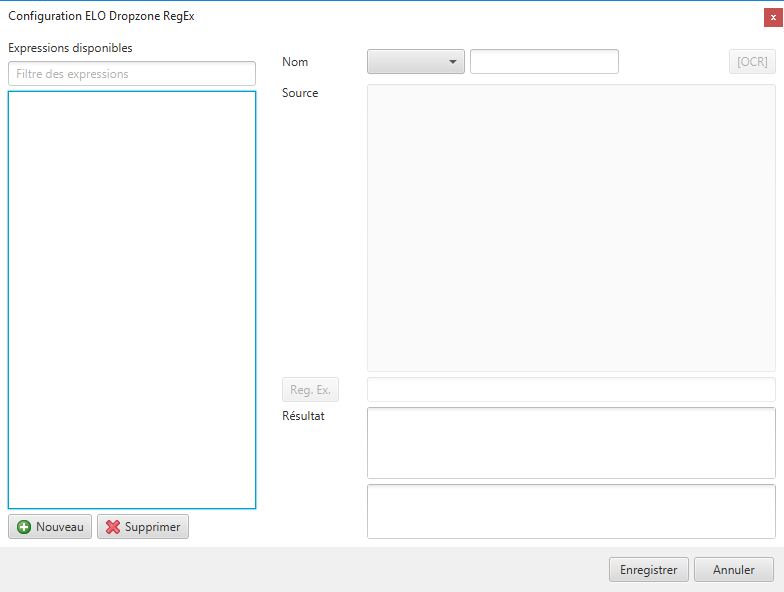 Dialog 'ELO Dropzone RegEx Konfiguration'