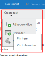 Functions in the drop-down menu with opened context menu