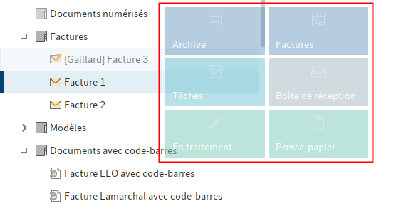 Section 'Dépôt'; superposition des tuiles pour une entrée marquée