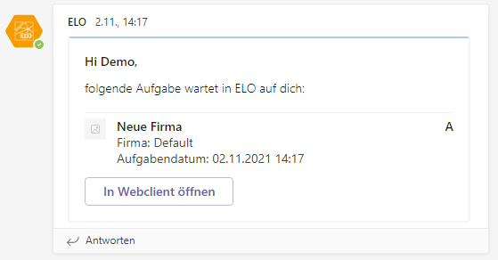 Message lors de tâches ELO