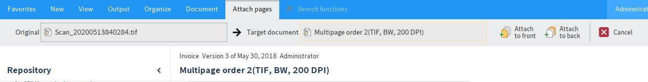 'Attach pages' clipboard