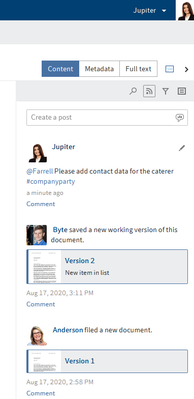 Feed a megjelenítő területen