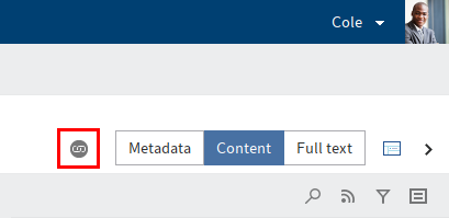 'Archívum' funkcióterület; 'Link/összekapcsolás' szimbólum a fülek mellett