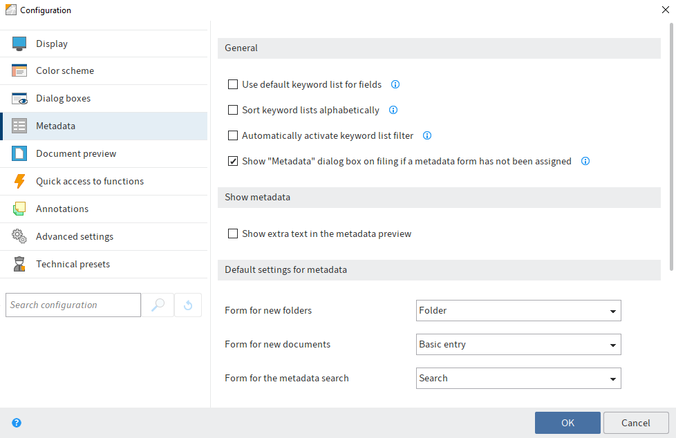 Konfiguráció; metaadatok