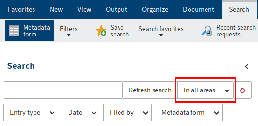 'Átvizsgált területek' legördülő menü