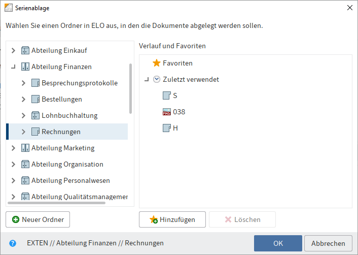 Tab 'Ablegen' | ELO Java Client