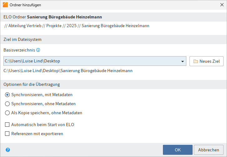 Dialog 'Ordner hinzufügen'