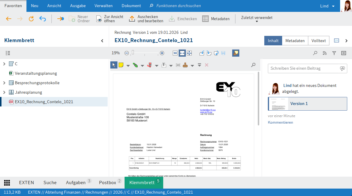 Funktionsbereich 'Klemmbrett'