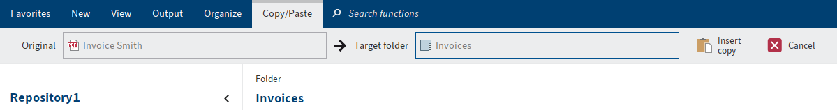Ribbon; 'Copy/Paste' tab