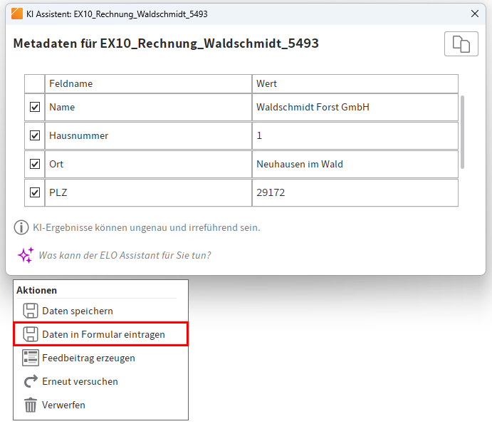 Button 'Daten in Formular eintragen'