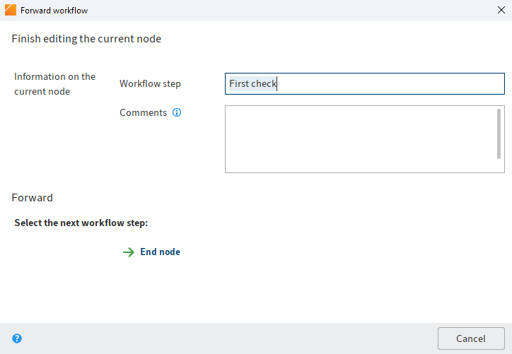 'Forward workflow' dialog box