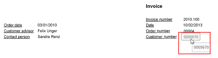 Information recognized with OCR