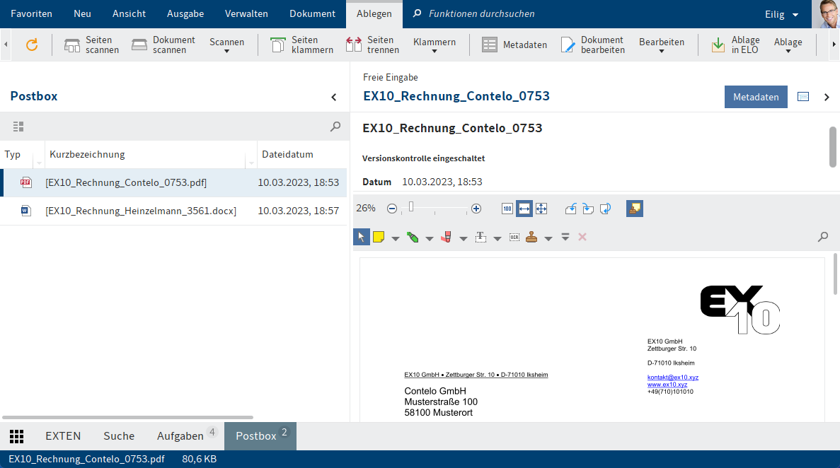 Funktionsbereich 'Postbox'