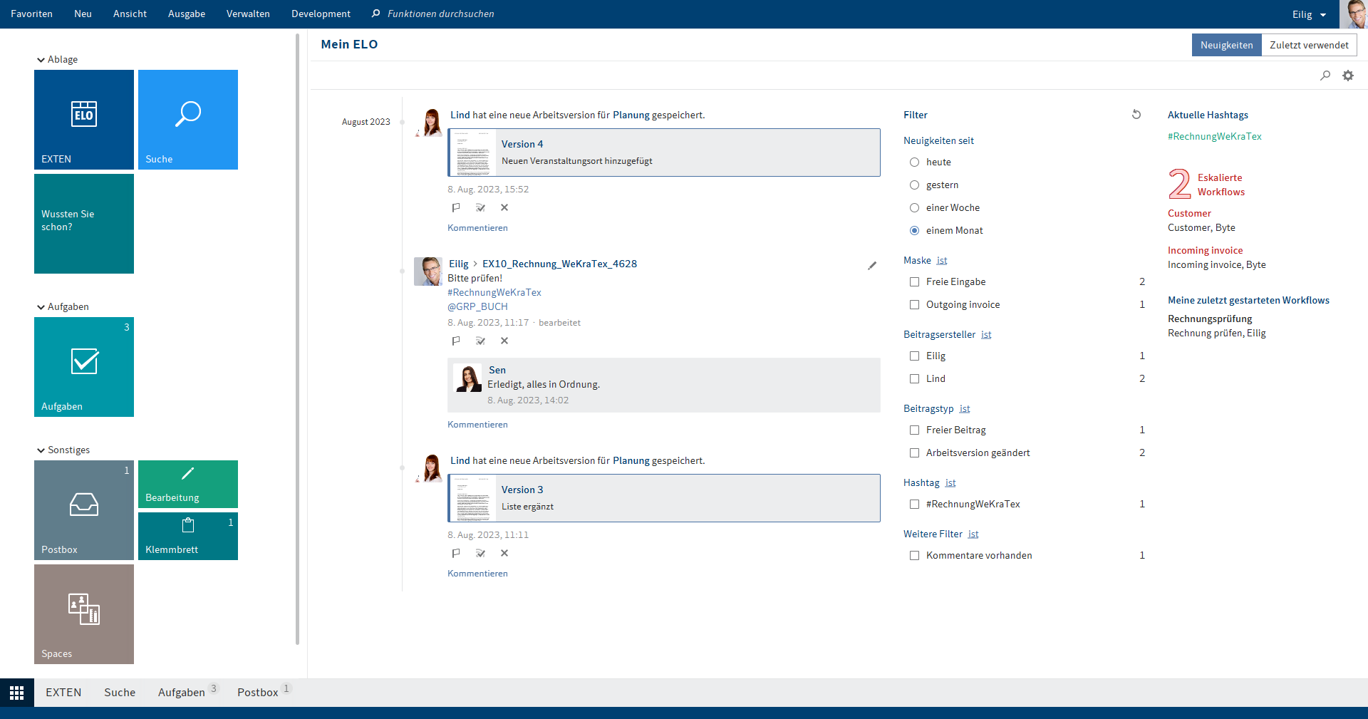 Funktionsbereich 'Mein ELO'