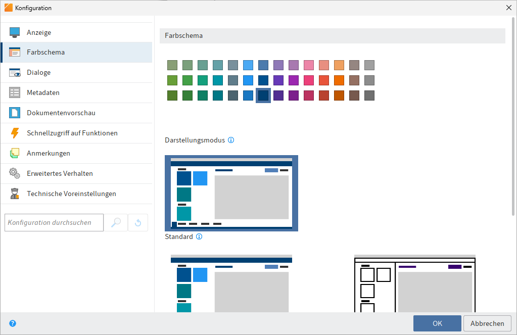 Konfiguration; Farbschema
