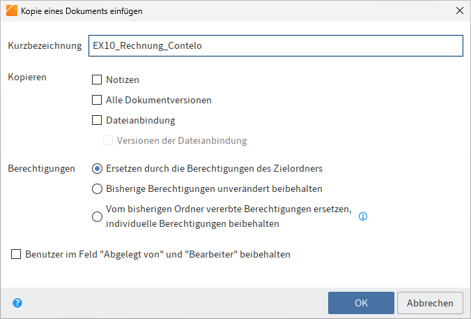 Dialog 'Kopie eines Dokuments einfügen'