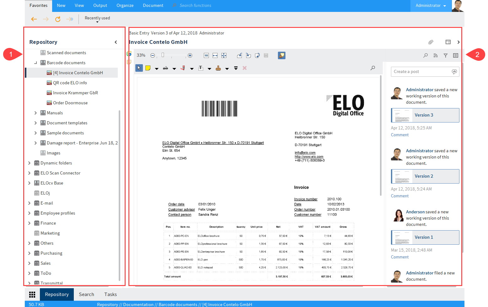'Repository' work area