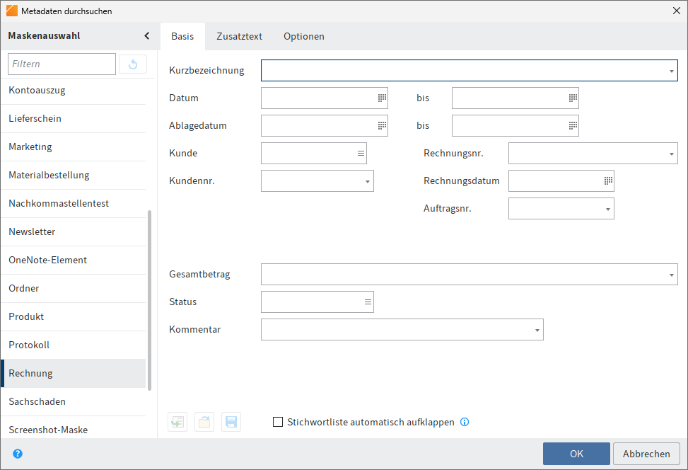 Dialog 'Metadaten durchsuchen'