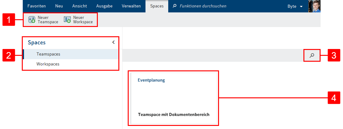 Übersicht der Spaces