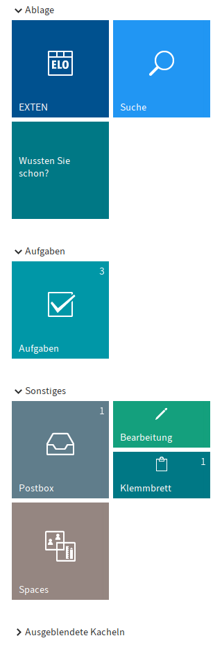 Kachelbereich mit mehreren Kacheln