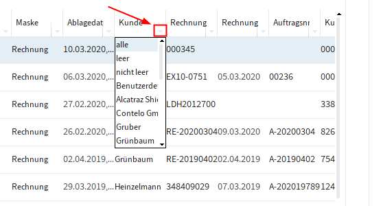 Dreieckssymbol und Filter