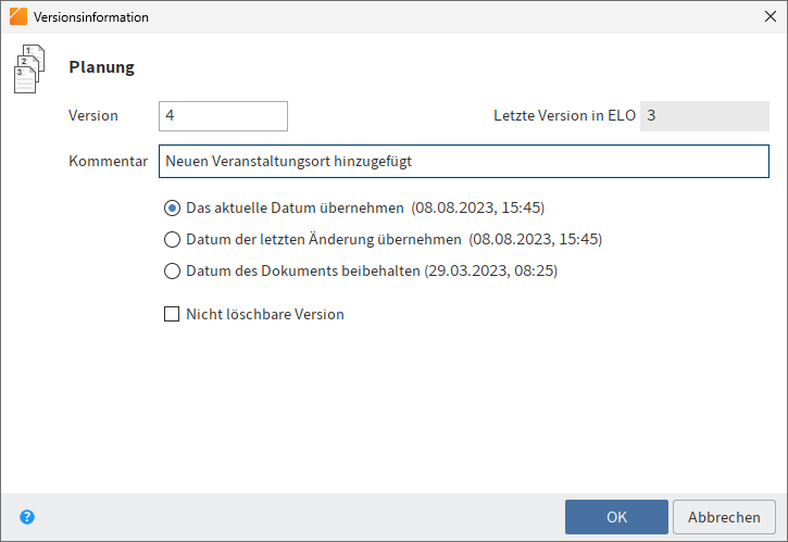 Dialog 'Versionsinformation'