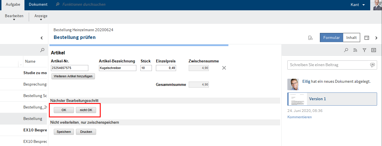 Weiterleiten im Formular