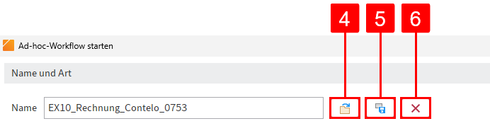Bereich 'Name und Art'; Drei Buttons neben dem Feld 'Name'